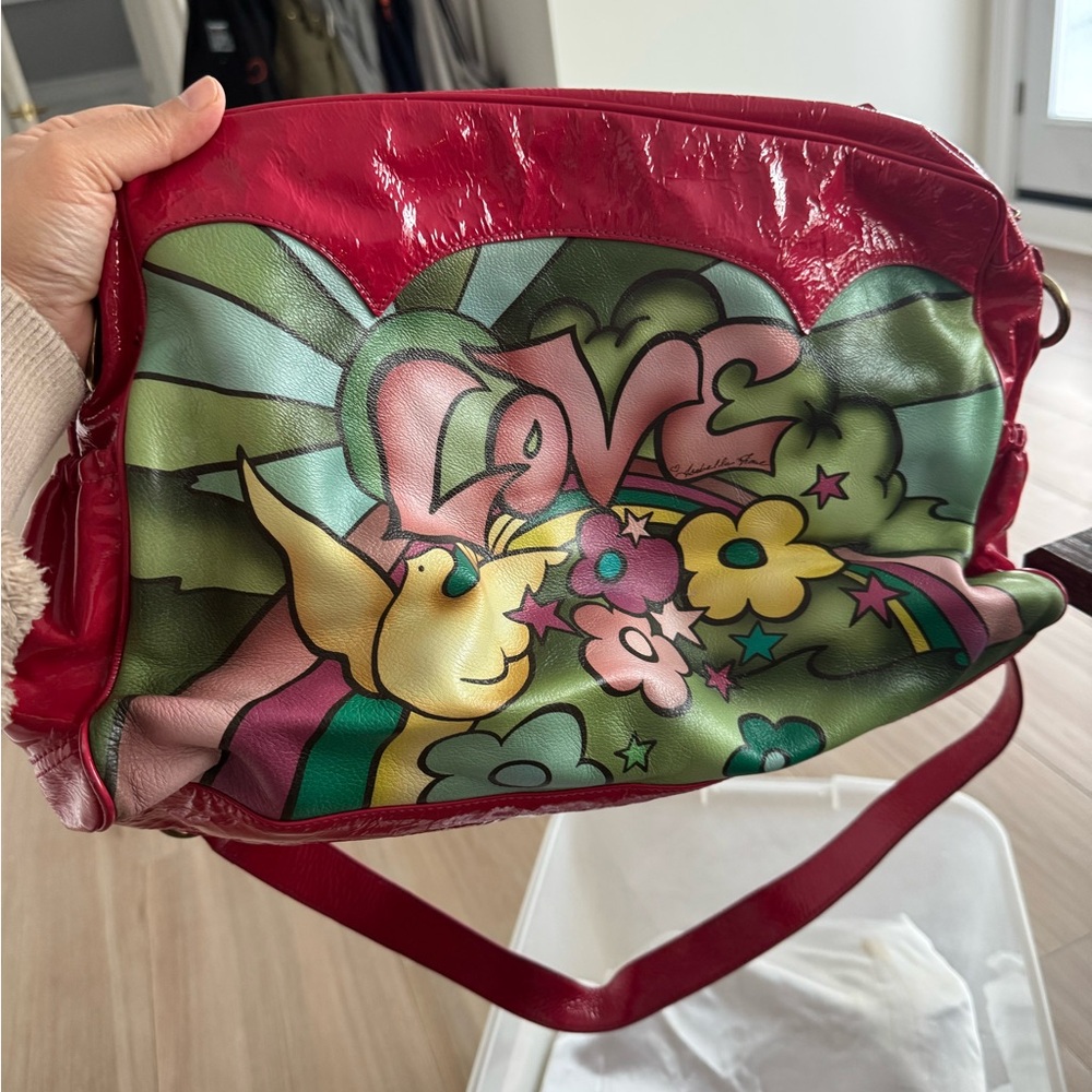 Isabella Fiore Red Multicolor 'Love' Shoulder Bag